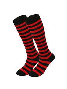 1 Pair Women's Striped Knee-High Socks, Striped Socks For Cosplay, European And American Sports & Casual Style, Calf Socks - Multicolor - View 24
