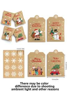 48/24 Stück Retro Weihnachts Kraftpapiertüten (mit Aufklebern, mit Weihnachtsmann, Schneemann & Fuchs Elementen), geeignet als Weihnachtsparty Geschenktüten, Geschenkverpackung, gehören zu Weihnachts Geschenkverpackungszubehör, sowie praktische Weihnachtsgeschenk Papiertüten