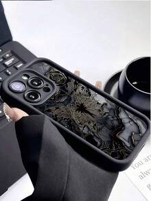 大理石纹单件装极简亲肤阶梯式加厚防摔TPU手机壳，兼容苹果17 Pro Max、16 Pro Max、16 Pro、16、16 Plus、11、15 Pro Max、14 Pro Max以及三星Galaxy、荣耀、X7B、X8B、S24、S24U、23U、A55、A54、A13、A14等机型。 - 黑色 - 查看 2