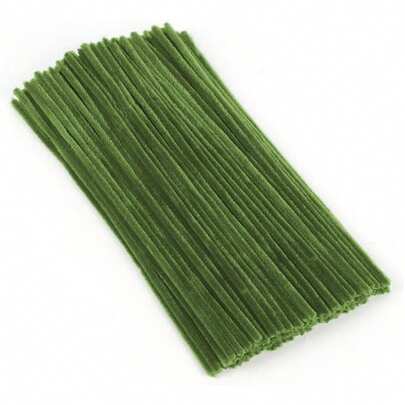 Limpiapipas, 100/200/300 piezas de tallos de chenilla verde, limpiapipas esponjosos de 12 pulgadas de largo para proyectos creativos de manualidades y decoración del hogar (6 mm x 30 cm, verde)