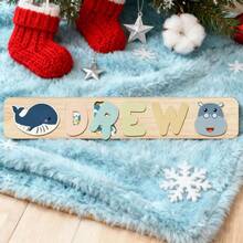 Personalized Name Puzzle, Customized Name Puzzle, Customized Wooden Puzzle Toy, Wooden Letter Puzzle, 3D Letter Puzzle Toy, Easter Christmas Gift, 1st Birthday Gift, Personalized Gift, Birthday Gift, Wooden Puzzle, Customized Wooden Puzzle Toy, Anniversary Gift, Building Block Gift Set - Light Blue - View 13