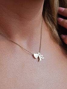 1 pièce Collier personnalisé avec lettre simple, collier pendentif personnalisé en acier inoxydable avec initiale MAMA, cadeau idéal pour la petite amie, la mère, la famille, l'amie, la fille, l'anniversaire, la Saint-Valentin, la Fête des Mères, la remise des diplômes, le port quotidien, le mariage, la fête - Argent - Voir 4