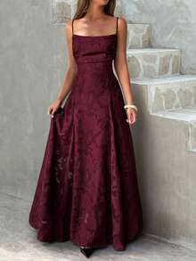 Unadoll Women's Lace Up Waist Cinching And Backless Lace Fabric Is Sexy And Elegant Red Winter Dress, Suitable For Vacations, Dates, Returning To School, Christmas, New Year, Thanksgiving, Parties, Weddings, And Beach Wear