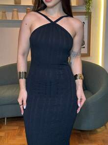 Tais Ribaninha Premium Dress With Elegant Adjustable Straps - 黑色 - 查看 3