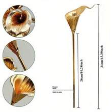 4 piezas de flores artificiales de lirio de cala dorado lujoso, ambiente elegante de brillo dorado para el hogar, oficina, boda, hoteles y talla grande, decoración para sala de estar, dormitorio, oficina y fotografía de bodas