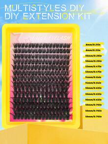 224PCS-120D DIY Self Grafting False Eyelashes, With A D-Curl Of 8-18mm And A Mixed Length, Clustered False Eyelash Set, Suitable For Beginners To DIY At Home, Perfect For Christmas, Music Festivals, Various Holiday Parties, And Daily Wear. - Black - View 3