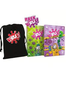 病毒1/病毒2，最受欢迎的桌游卡牌和独特设计的卡包，桌面玩具，提供英语、法语和西班牙语版本，适合家庭游戏，最适合2-8人团队游戏，也是最经济实惠的组合卡牌玩具，可作为圣诞节、独立日礼物。