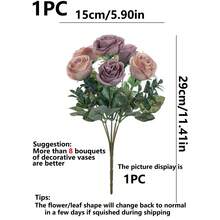 1/80pcs Artificial Rose Bouquet, Fake Rose Flowers, Suitable For Spring/Autumn Decor, Wedding Vase, Home, Restaurant, Bedroom, Kitchen, Bathroom Decor, Mother's Day Gift, Holiday Birthday Party Supplies, Outdoor Garden Decoration - Purple - View 2