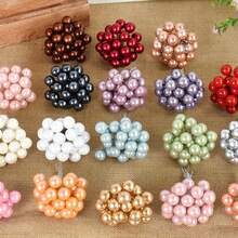50 piezas de bayas miniatura con brillo, frutas falsas de plástico con perlas pequeñas, estambres de flores para decorar cajas de regalo, coronas navideñas y talla grande