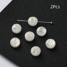 2Pcs Round Shell Beads Letter Spacer Beads DIY Bracelet Necklace For Jewelry Making Supplies - Shell Alphabet Beads - View 15