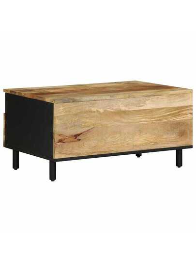 VidaXL Coffee Tafel 80x54x40 Cm Solid Rough Mango Wood Zwart view 6