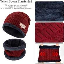 Gorros para Hombre Guantes para Frio Bufanda Hombre Gorro y Bufanda Guantes de lana Hombre Gorros para Frio Mujer Gorro Invierno Hombre Regalos para Hombre(Juego de 3 piezas-Rojo) - Tipo 4 - Ver 4