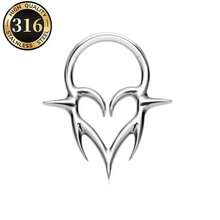 1pc 316L Stainless Steel Unique Hinged Nose Ring With Heart-Shaped Spike, Gothic Punk Style, Suitable For Nose/Ear Cartilage Piercing - Heart - View 12