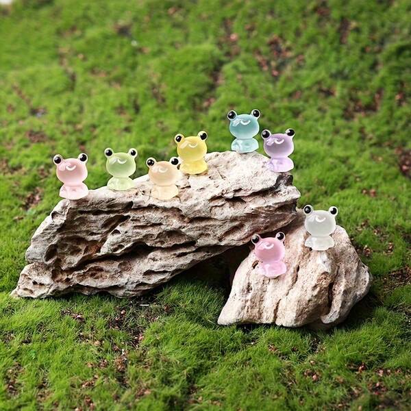 10/20/50/100 قطعة مختلطة عشوائيًا من زخرفة ضفادع كبيرة العيون للبونساي، ديكورات ضفادع مضيئة مصغرة للمناظر الطبيعية، ديكورات حفل خارجي للحديقة والفناء