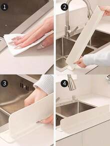 Silicone Sink Baffle Splash Guard With Suction Cup Sink Splash Guard And Drip Catcher Tray Handle Drip Tray Splash-Proof Kitchen Sink Mat Drip Tray Soap Holder Cup Organizer Faucet Splash Cover Water Barrier Countertop Protector Protection Mat For Kitchen Bathroom Bedroom Home Organization Kitchen Accessory Home Decor Bathroom Accessories Kitchen Essentials Household Items Home Essentials