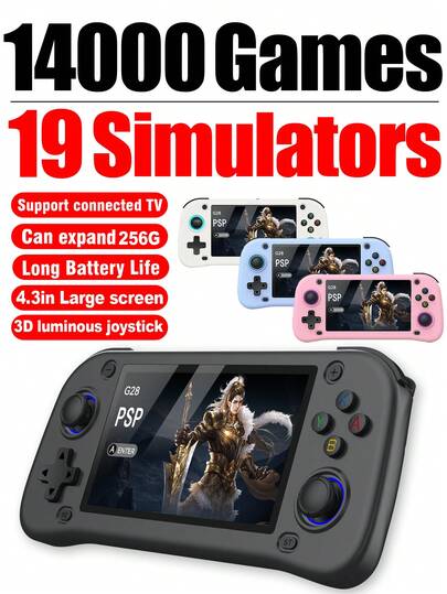 1pc New Handheld Game Console With 14000 Classic Retro Games And 19 Emulators Such As PS1/GBA/FC It Comes With A 4.3-Inch HD Large Screen Portable Home Travel Game Console Nostalgic PSP Arcade Joystick Perfect Holiday Gift For Husband Brother Or Friend