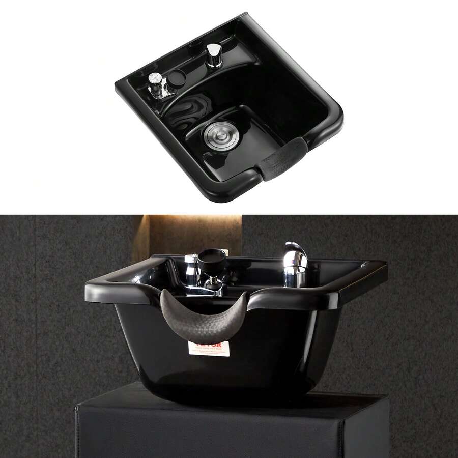 Lavabo mobile per parrucchiere in plastica ABS, dimensioni 47 x 4,6 x 25 cm, Lavabo nero rovesciato, ampiamente utilizzato nel salone di bellezza o nel bagno, a casa o in bagno