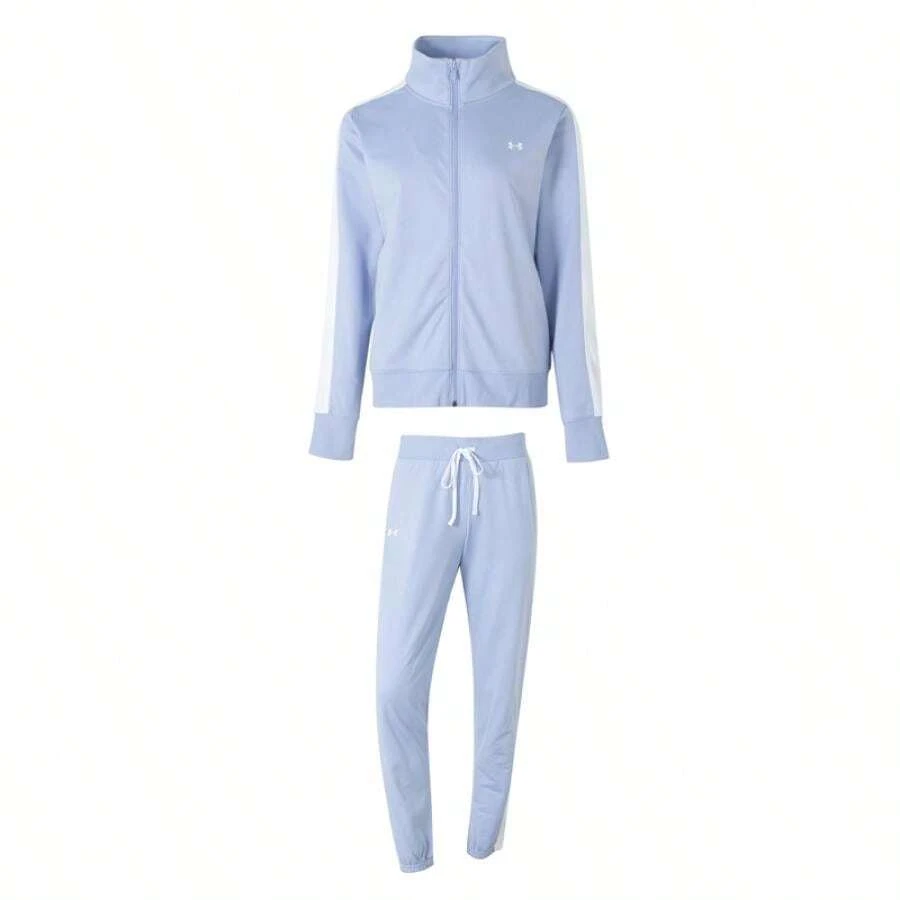 Under Armour Chándal de punto, conjunto casual de manga larga y pantalón largo para mujer para correr al aire libre 1365147-539 - Azul - Ver 1