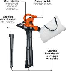 BLACK+DECKER Corded Leaf Blower Leaf Vacuum And Leaf Mulcher 3-In-1, Up To 230 MPH, 12 Amp Handheld Blower And Vacuum Combo (BV3600) - 吹葉機 - 查看 1
