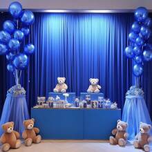 2 Panels 10 Feet Wrinkle-Free Polyester Photography Backdrop Drapes For Wedding, Baby Shower, Party - 8FTX10FT (White),  Event Backdrops 2025 - 寶藍色 - 查看 4