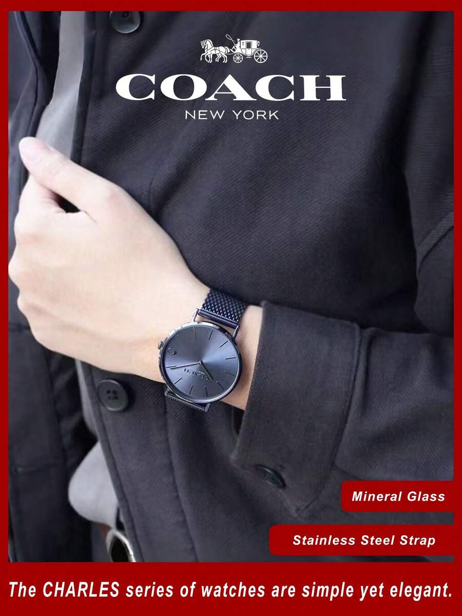 Coach Charles Blue Dial Blue Mesh Bracelet Watch For Men