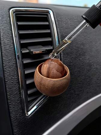 1 件手工制作的天然黑胡桃木汽车空气清新剂扩散器 - 优雅的木质球形设计，黑色手柄，无需电池，香味持久，适用于汽车通风口、卧室、客厅和办公室的香薰扩散器，时尚的家居装饰和男女礼品套装，天然木质香薰扩散器，适合节日、圣诞节、乔迁和日常使用