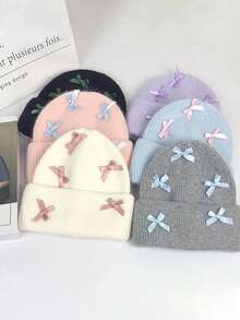 1pc Winter Women's Beanie Metal Tag Fashion Female Stretch Wool Knitted Hat Thick Warm Ear Protection Hood Cold Hats For Woman ,Soft Slouchy Warm Snug Snow Ski Running Unisex Adult Knit Hat