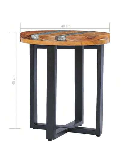 VidaXL Coffee Tafel 40x45 Cm Solid Teak Polyresin view 2