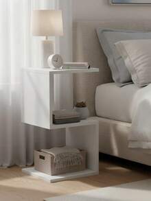 MDF Bedside Table Decoration Niche Bedroom Living Room Office Small Table Created Organizer - trắng - Xem 4
