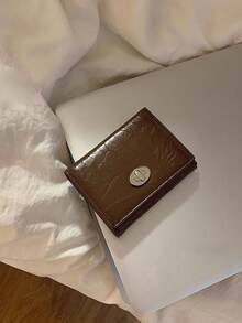 Monedero plisado, cartera de mujer de triple pliegue, versión coreana simple con hebilla de la cubierta, monedero, tarjetero de mujer, cartera de alta gama con hebilla de triple pliegue, regalo para la madre, novia, Día de la Madre, accesorios de moda para vacaciones, diseño moderno de textura suave, bolsa pequeña