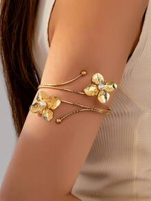 1 件独特的人造珍珠镶嵌花卉袖口，适合女性日常和节日穿着 - 粉色 - 查看 9