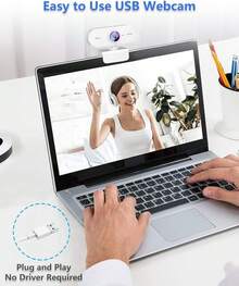 Webcam For Pc With Microphone,Full Hd 1080P Streaming Web Cam For  Laptop, USB External Computer Camera For Desktop,Best Cheap Face Cam For Video Conference,Zoom,Gaming  Microsoft - White - View 7