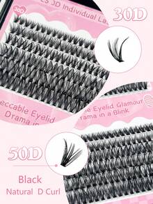 Hinarin 480 Pcs D Curl Individual Lashes Extension Book Kit Wispy 8-16mm Mixed Large Capacity DIY Lash Extensions Cluster Book 3 Styles Natural Black And Brown Eyelash Extension 30D+40D+50D Fluffy Clusters Eyelashes Book Set With Lash Bond&Seal And Tweezers For Parties And Daily Makeup Random Delivery - Multicolor - View 7