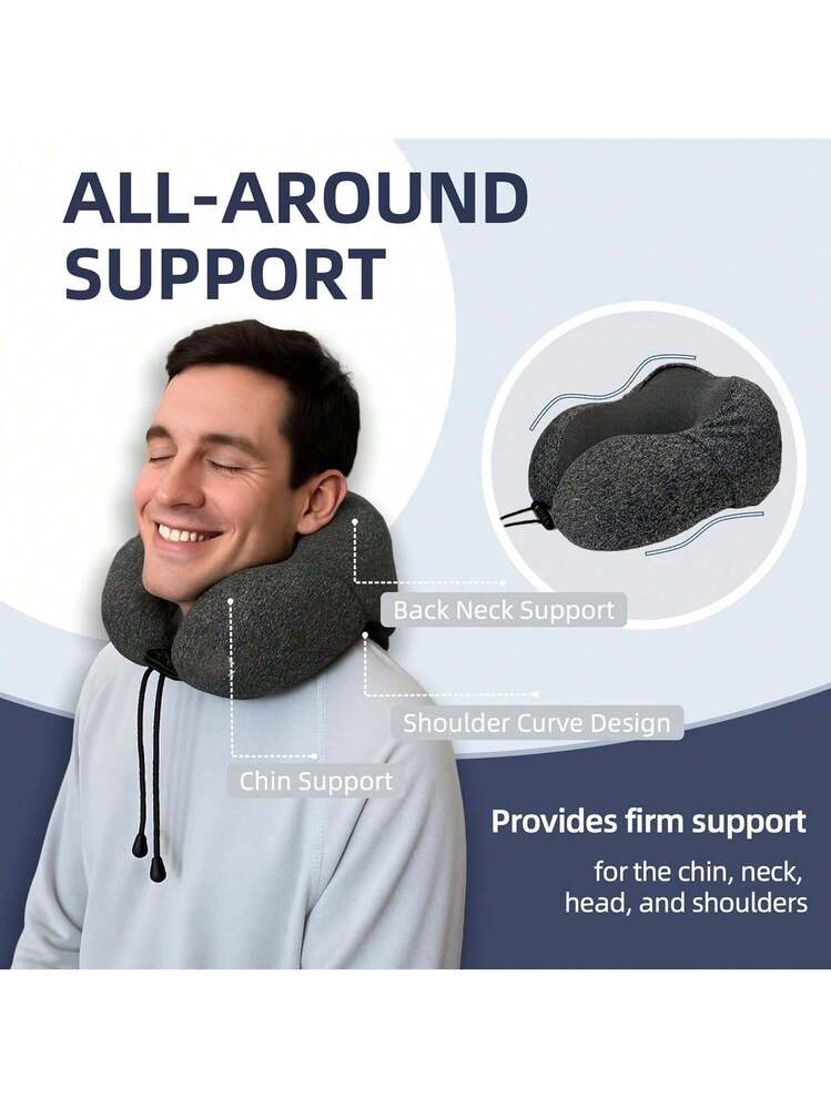 Cuscino Per Collo Viaggio Aereo Cuscino Da Viaggio Per Collo In Memory Foam - Kit Completo Con Maschera Per Gli Occhi, Tappi Per Le Orecchie E Sacchetto Trasporto, Supporto 360° Cuscino Viaggio