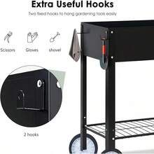 Raised Planter Box With Wheels Outdoor Elevated Raised Garden Bed On Wheels Mobile Planter Cart With Storage Shelf Vegetables, Flowers, Herbs Planting