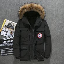 Men's 2025 Winter Canada Down Jacket For -20 ° C Extreme Cold, Canadian Style Plaid Pattern Coat, Thermal Insulated White Duck Down Overcoat, Waterproof Windproof Couple Matching Outerwear, Heavy Duty Parka With Hood - Màu đen (cổ lông thật) - Xem 9