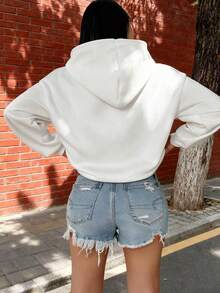 Men's & Women's Matching Couple's Hooded Sweater - MR./MRS. Long Sleeve Pullover With Pockets, Cozy Casual Winter Sweater For Couples, Machine Washable Matching Outfits For Valentine's Day Gifts - 女款白色 - 查看 3