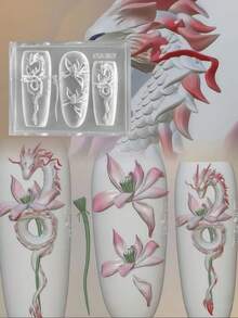 3D莲花锦鲤美甲装饰模具，美甲用品，美甲工具，美甲艺术工具，返校季，美甲，美甲贴片工具 - 無色 - 查看 8