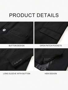 RANTAR Mens Casual Suit Blazer Jackets Stand Mandarin Collar Lightweight Lined Business Dress Sport Coats - 黑色 - 查看 5