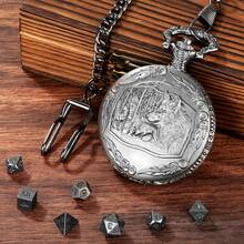 7pcs Mini Polyhedral D&D Dice Set - Dragon & Wolf King Metal Dice, With Pocket Watch Box, Noise Reduction Pad, And Gift Bag, Zinc Alloy Material, Suitable For And Other Tabletop Games, Personalized Christmas Gift, Gift For Boyfriend, Creative Gift For Men, Fun Gift For Teens - Multicolor - View 7