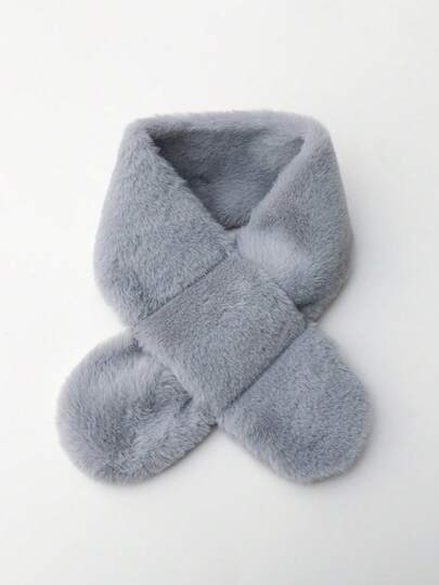 1pc Kids' Versatile Solid Color Warm Thick Fleece Scarf, Suitable For Daily Wear