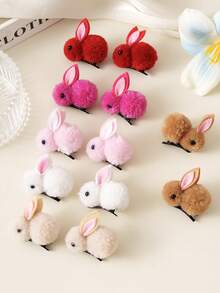 4PCS Cute Stereoscopic Bunny Hairpin Autumn/Winter Girls Hairpin Side Hairpin Hair Clips Claw Clips Hair Claws Hair Slide Hair Barrettes, School Stuff, Hair Accessories - Multicolor - View 9