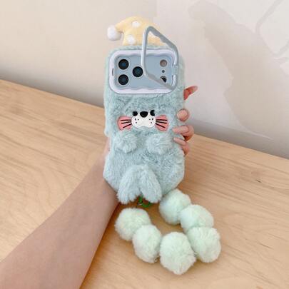 New Cute Christmas Hat Seal Plush Phone Case Compatible With IPhone 17 Pro Max/17 Pro/17, 16 Pro Max/16 Pro/16, 15 Pro Max/15 Pro/15, 14 Pro Max/14 Pro/14, 13 Pro Max/13 Pro, 11, 12 Cartoon Simple Design For Women