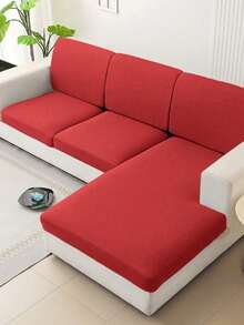 1pc Minimalist Modern Elastic Sofa Cover, Made Of Polyester Fiber, Machine Washable, Dust-Proof, All-Season Use, Removable And Washable Cap-Style Sofa Cushion Cover - Red - View 6