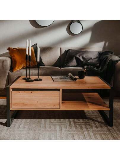 VidaXL Finori Denver 55 Artisan Coffee Tafel In Oak Anthracite Grijs