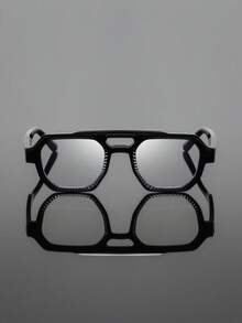 1 Pair Men's Plastic Frame Round Retro Minimalist Comfortable Unisex Intellectual Fashion Glasses, Suitable For Debates, Book Clubs, Society Recruitment - 黑色 - 查看 2