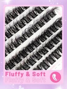 144pcs 10-16mm Mixed Length Fluffy Cluster False Eyelashes, DIY Individual Cluster Lashes, Segmented Pointed Tip Single Lashes, Individual Lash Extensions (L088) - Black - View 7