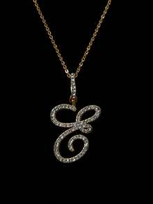 1 件铜锆石 A-Z 字母吊坠链项链时尚女士姓名首字母珠宝