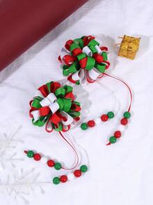2 piezas de Clips para el cabello con diseño de Hortensias en colores clásicos de Navidad verde, blanco y rojo, adecuados para uso diario y como regalo