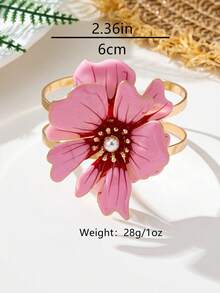 1 chiếc vòng tay mặt hoa tráng men kim loại phong cách Bohemian thời trang, phù hợp với trang phục hàng ngày, dự tiệc và đi nghỉ của phụ nữ - hoa - Xem 4